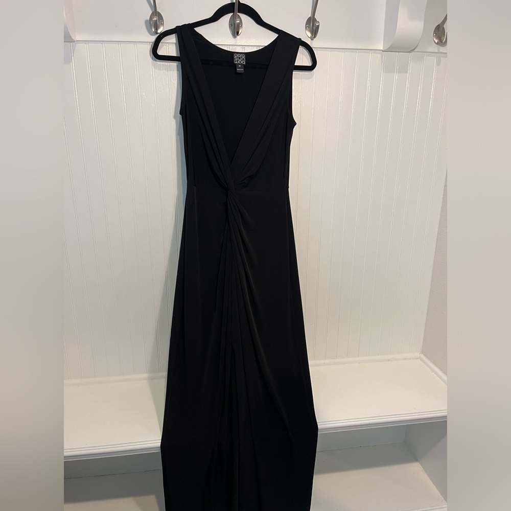 Black maxi dress with front slit